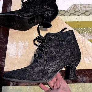 Size 8 1/2 Black Lace Granny Boots